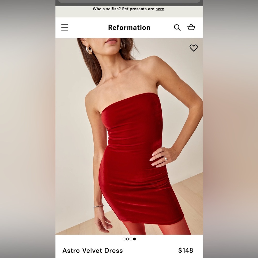 NWT Reformation Astro dress cherry red, M